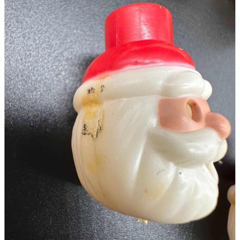 Vintage Christmas Light Covers Santa Claus Snowman Plastic Kitschy Decorations - Picture 7 of 9